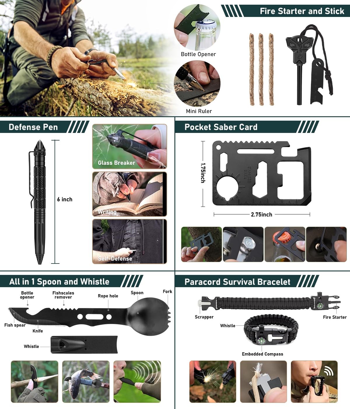 Survival Kit, 262Pcs Survival Gear and Supplies with First Aid Kit Pouch and …