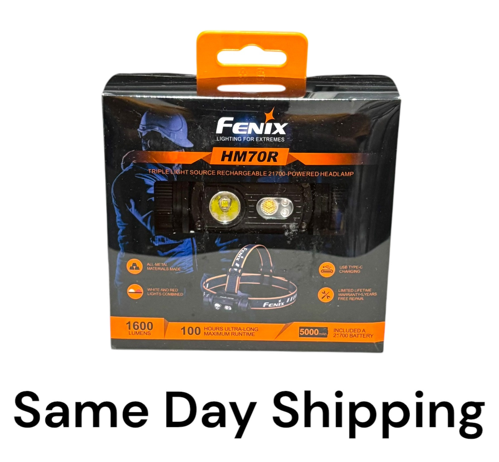 NEW Fenix HM70R 1600 Lumen USB-C Rechargeable Headlamp with Red LED