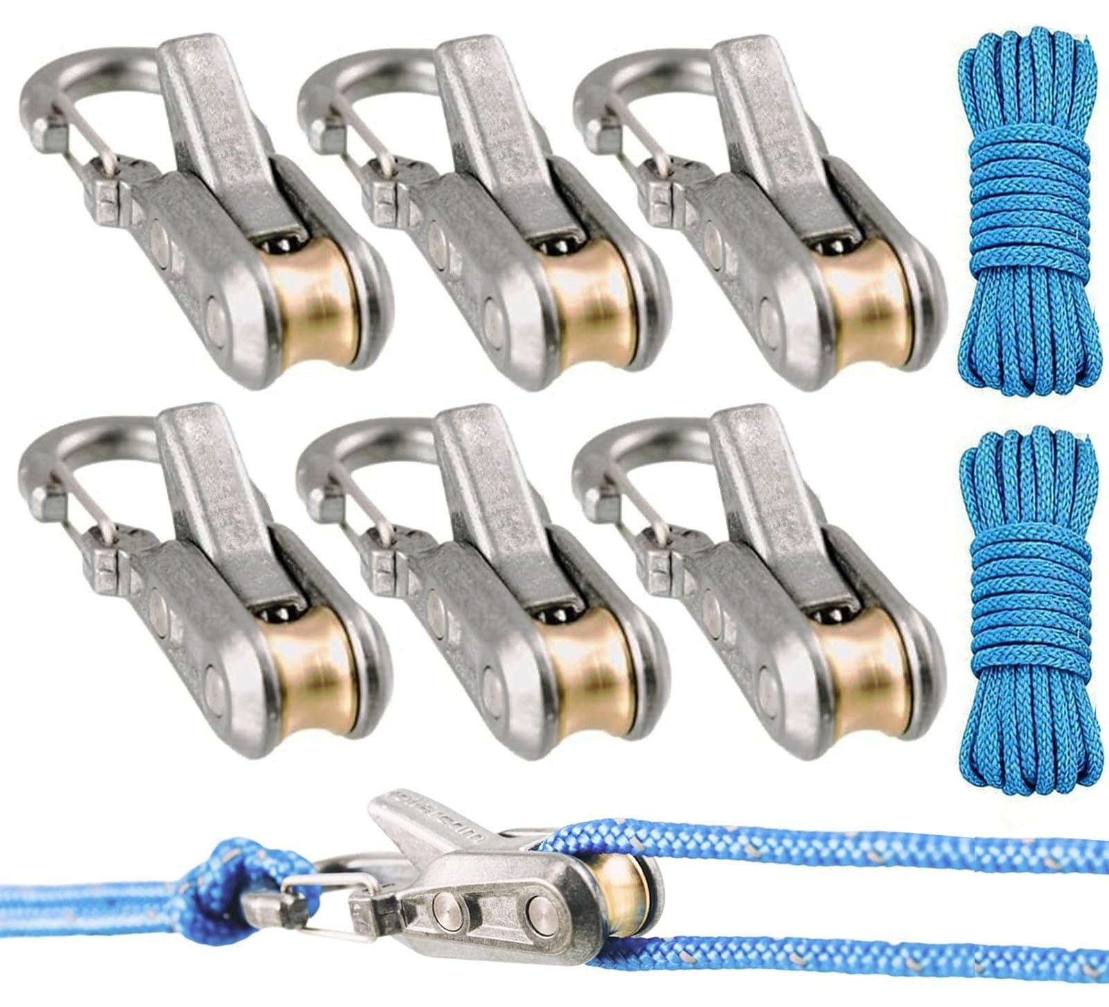 Rope Roller 6Pack Stainless Steel Cord Tightening Tool for Paracord Camping Tent