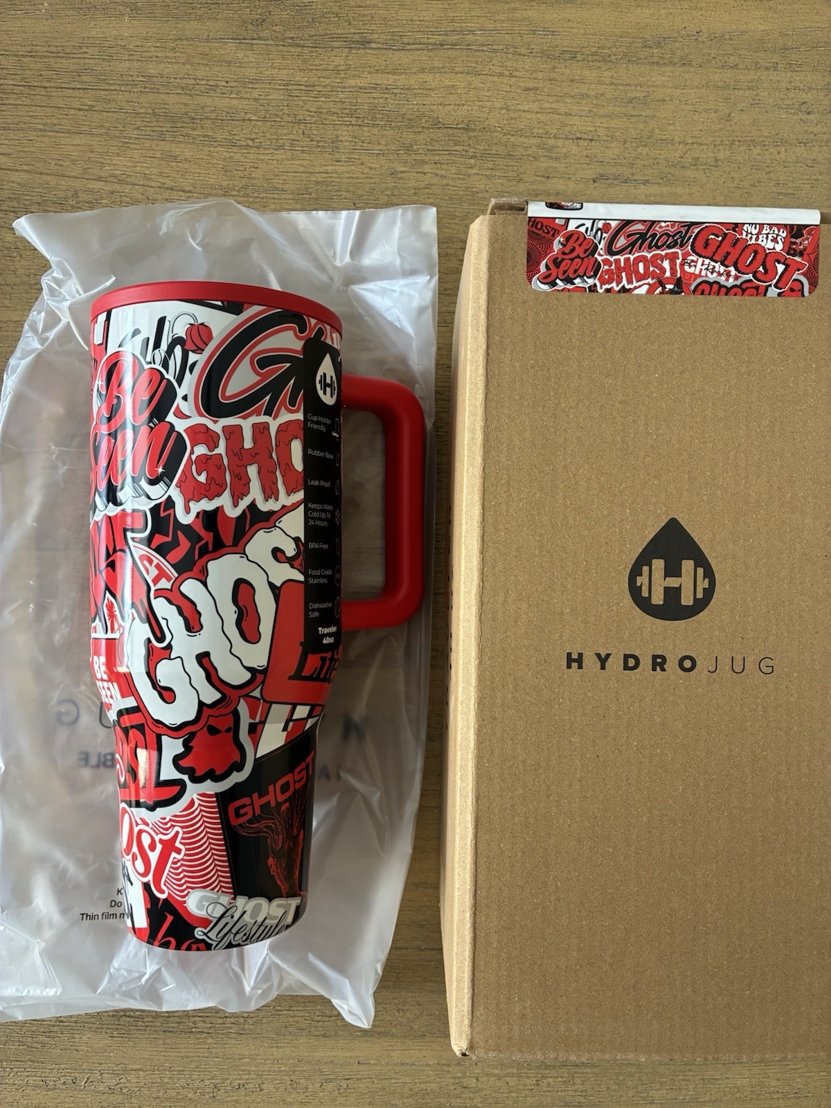 HYDROJUG TRAVELER 40oz GHOST LIMITED EDITION! GRAFFITI STICKER TUMBLER NEW W BOX