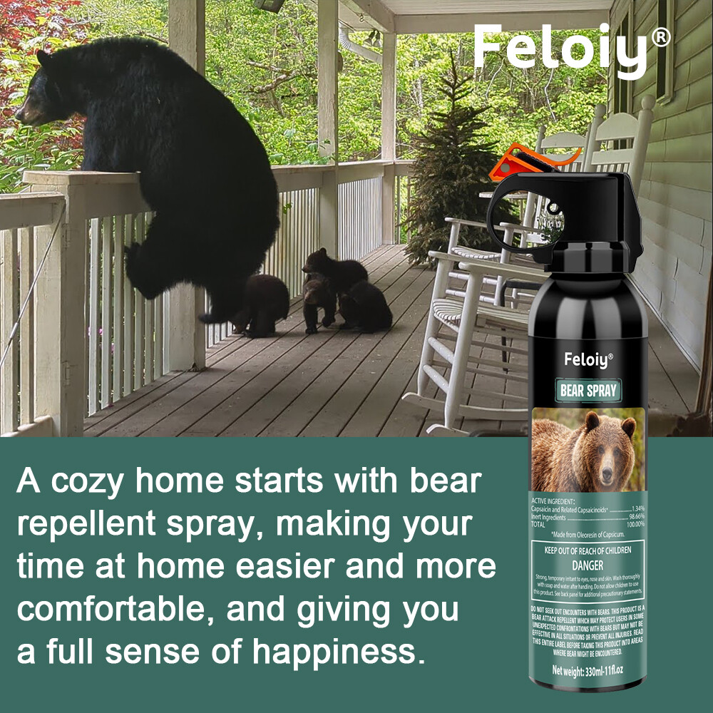 2 Pack Feloiy Bear Repellant Self Defense Spray – 11 oz Bear Attack Deterrent