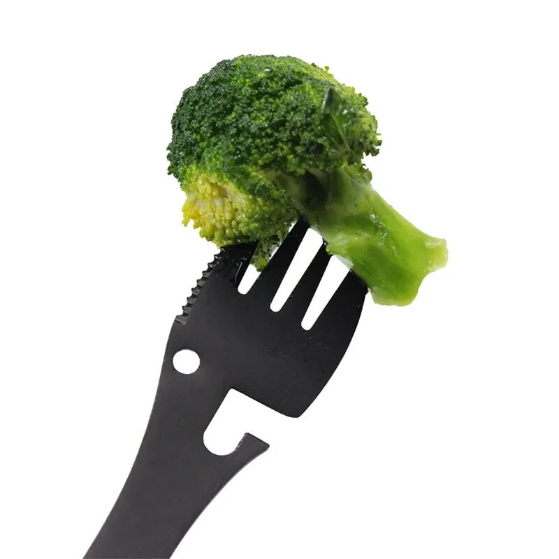 Outdoor Survival Tools 5 in 1 Camping Multi-functional Kit Practical Fork Knife