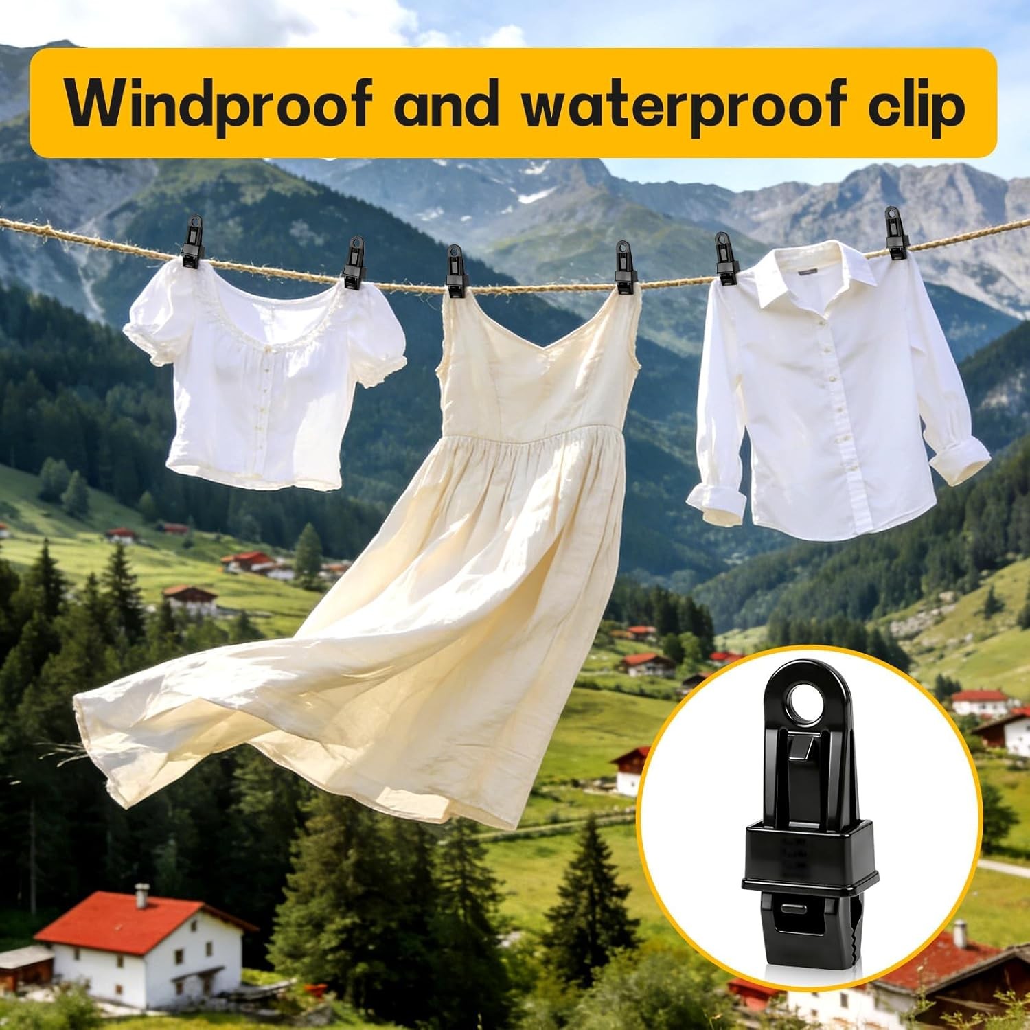 30 Pcs Tarp Clips Heavy Duty, Bungee Cords and Shark Teeth Lock Grip Tarp Tie Do