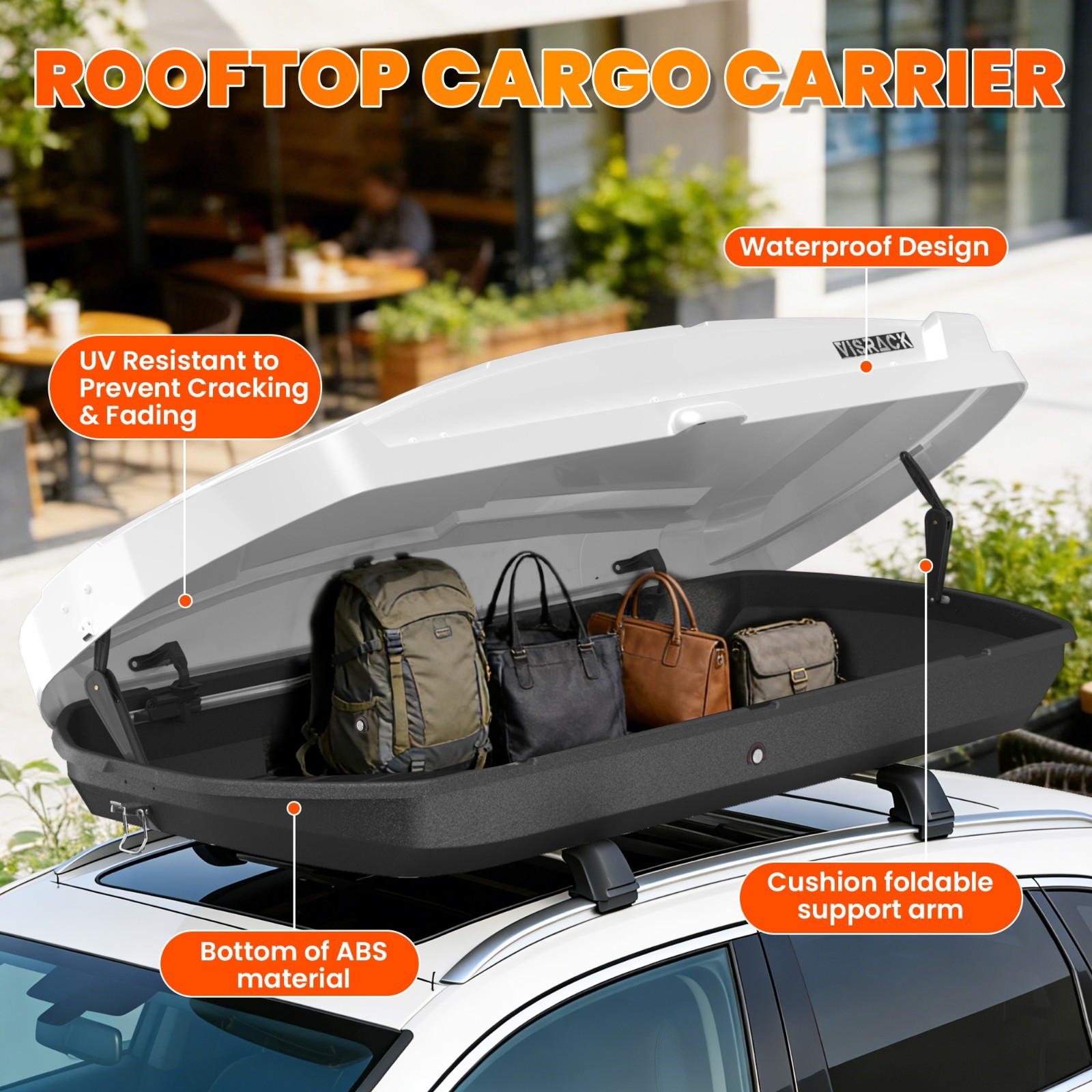 21 ft³ Heavy Duty ABS Vehicle Roof Top Storage Box Cargo Luggage Carrier 2 Locks