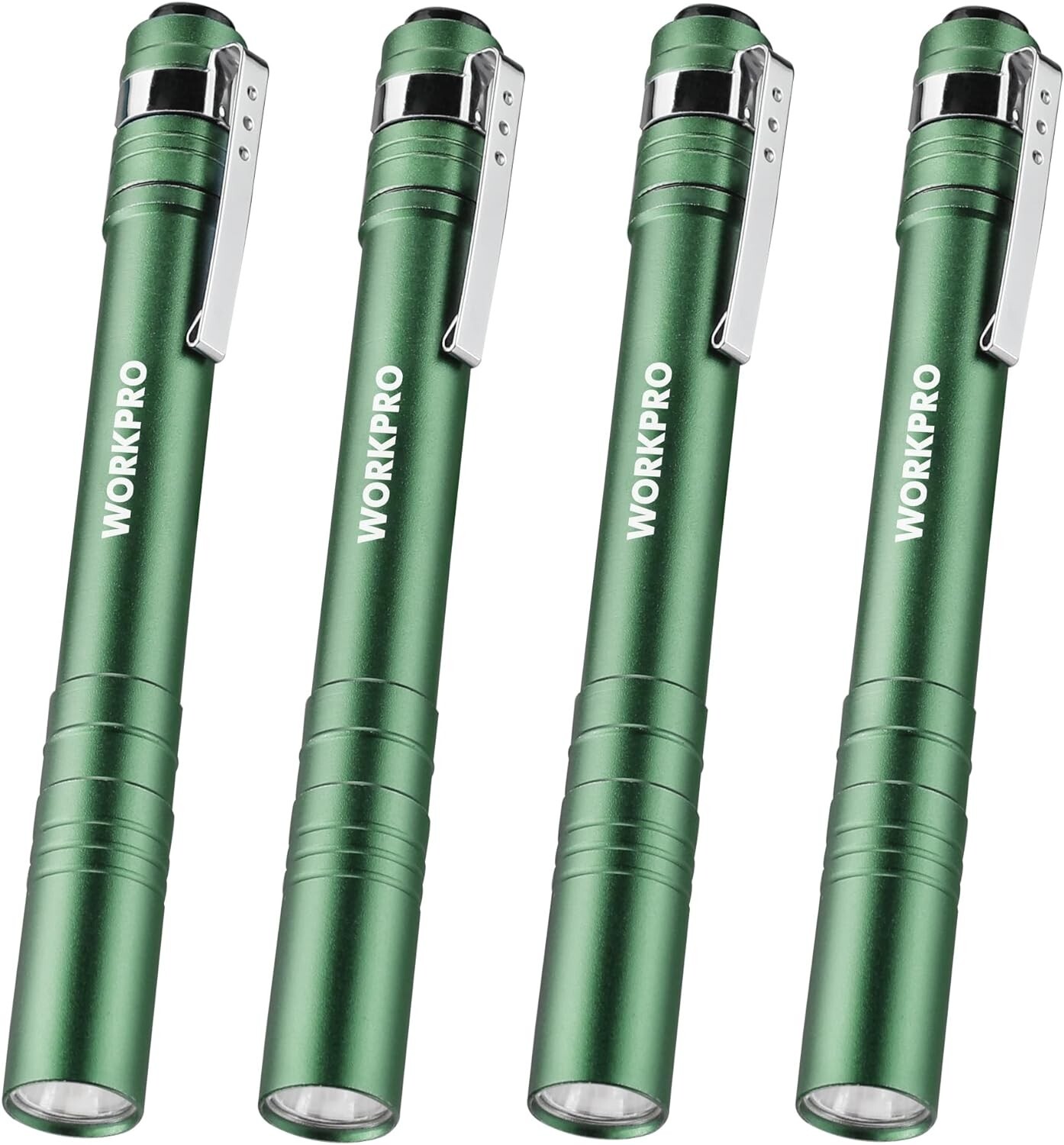 WORKPRO LED Pen Light 4-Pack Aluminum Pocket Light Pen Flashlight 8AAA Batteries