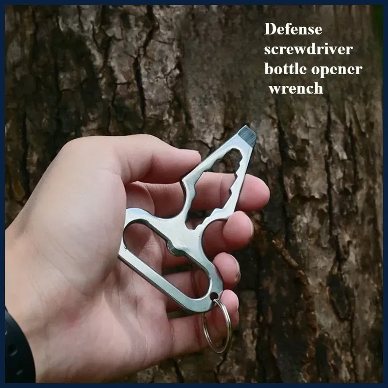 stainless steel EDC tool keychain bottle opener camping self-defense spike
