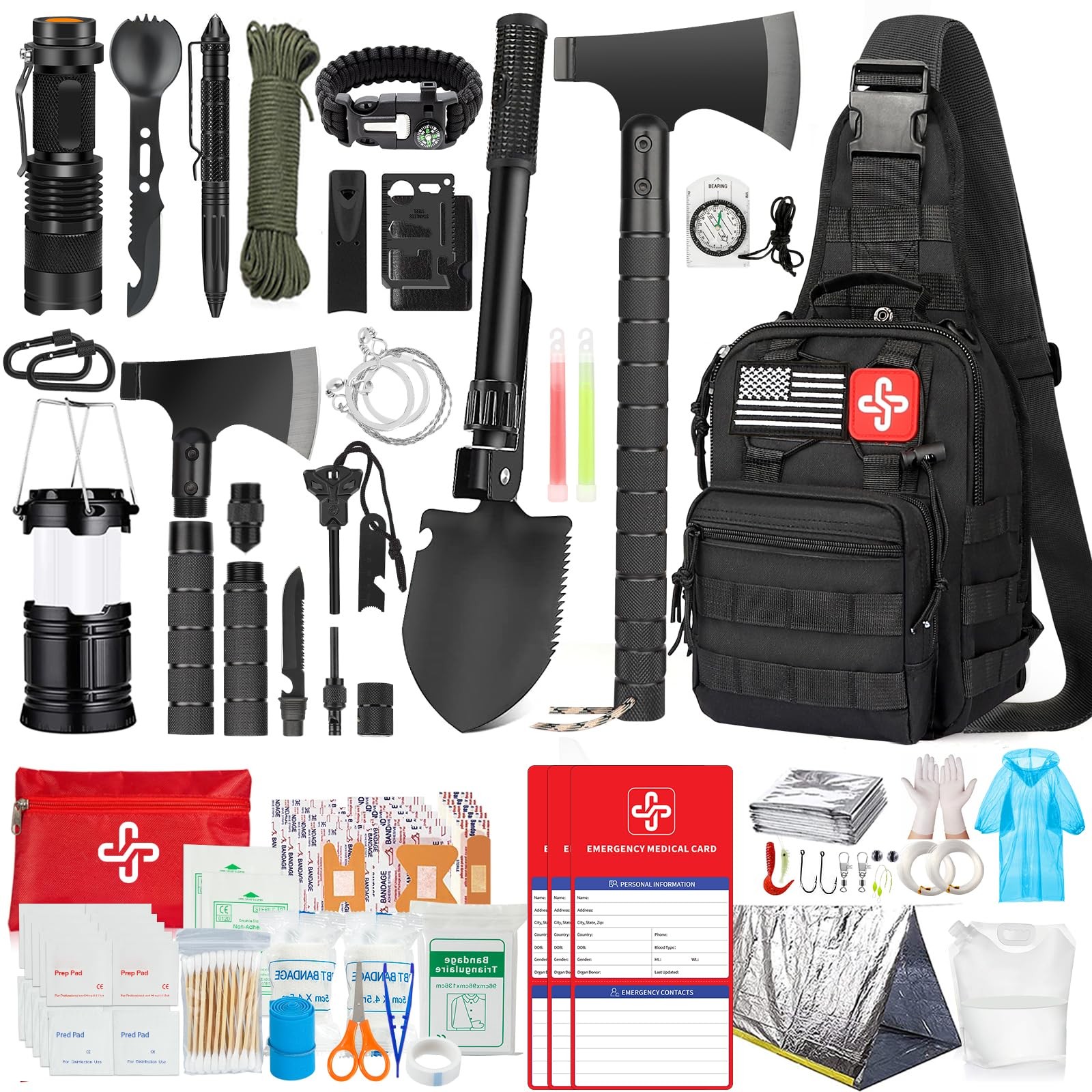 Survival Kit, 262Pcs Survival Gear and Supplies with First Aid Kit Pouch and …