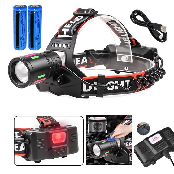 Rechargeable 990000LM LED Headlamp Headlight Zoomable Head Torch Lamp Flashlight