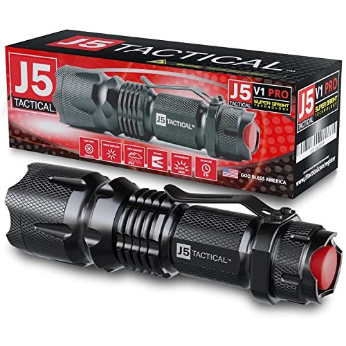 NEW J5 TACTICAL LED Flashlight Clip Mini Light Pocket EXTRA BRIGHT (1) AA Batt*