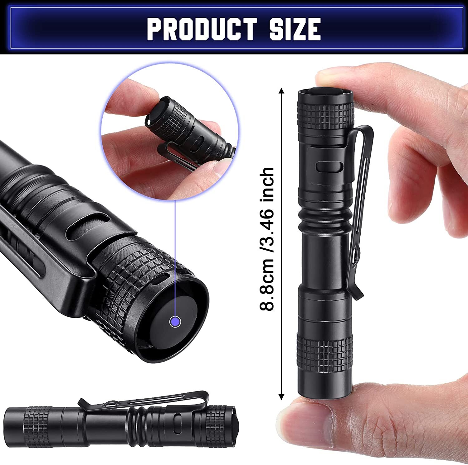 Mini Portable LED Flashlight Pocket Ultra Bright Handheld Pen Light for Camping