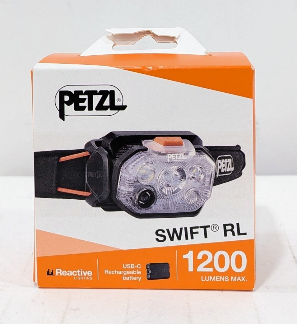 Petzl SWIFT RL 1200 Lumens USB-C Rechargeable Headlamp – Black/Orange