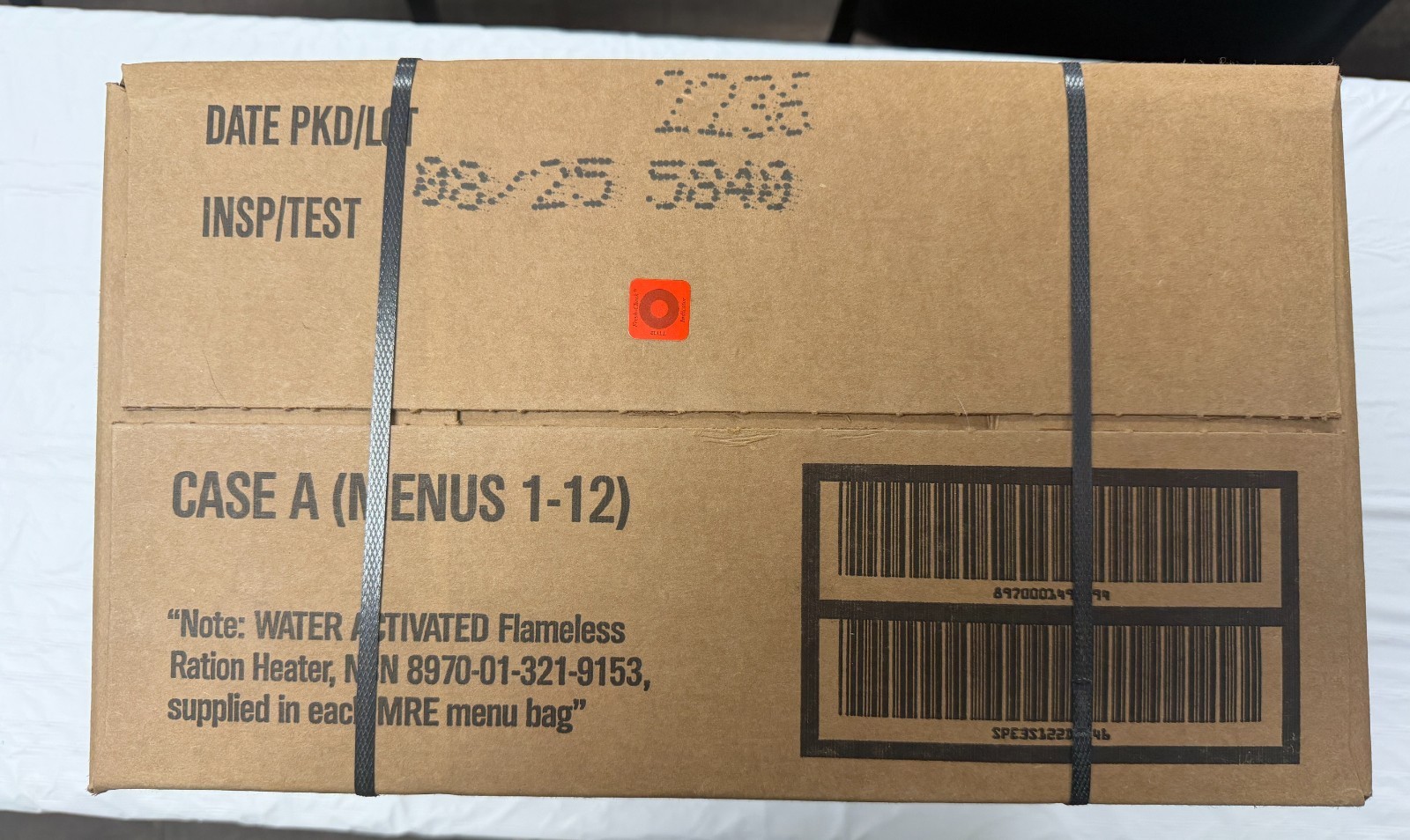 MRE U.S. Military Ready to Eat Meals INSP 08/25 CASE A MENUS 1-12