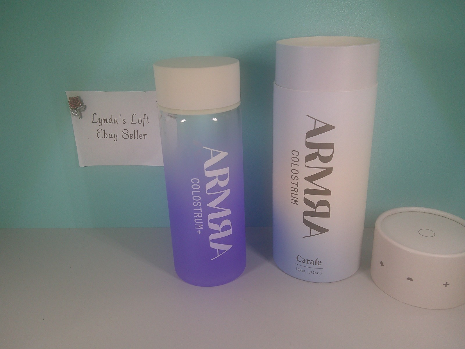 ARMRA Colostrum Glass 350ml 12oz. Carafe BPA-Free Dishwasher Safe Purple NEW