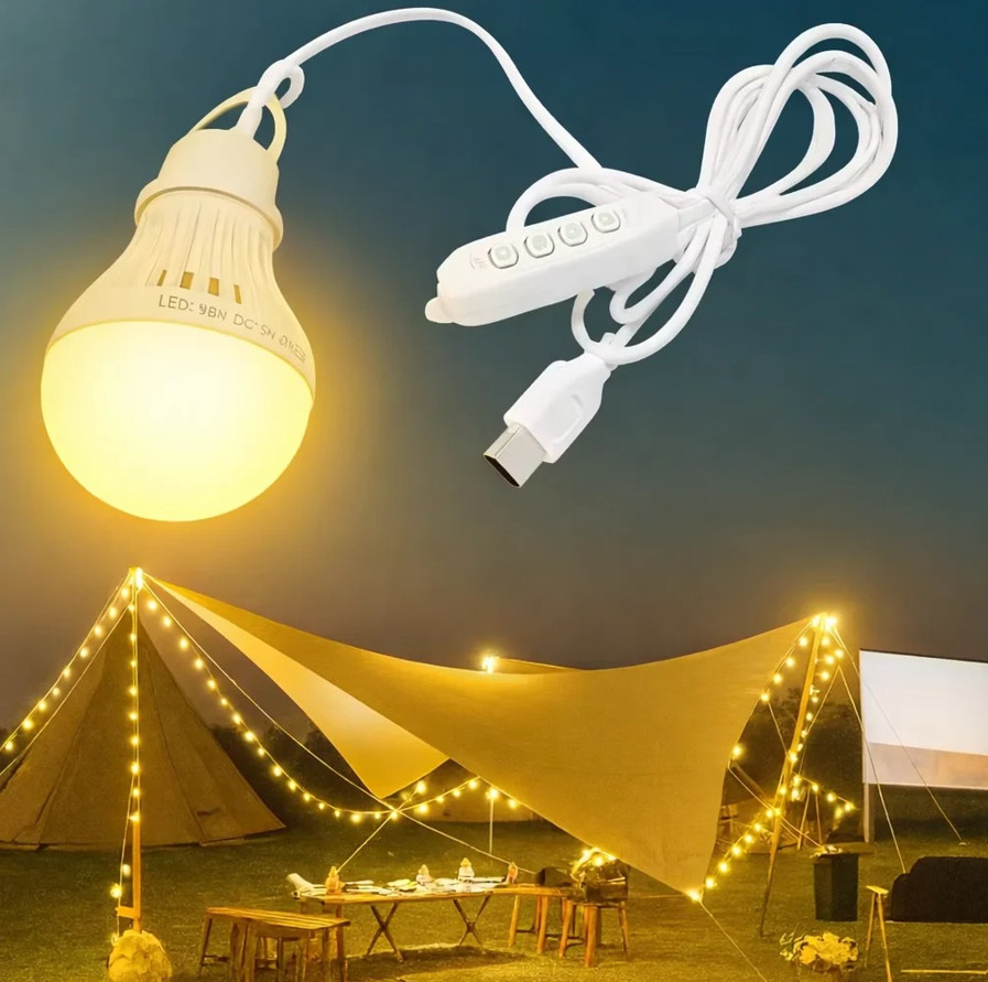 1pc USB Rechargeable LED Camping Light 3 Color Dimmable Tent Lamp – NEW