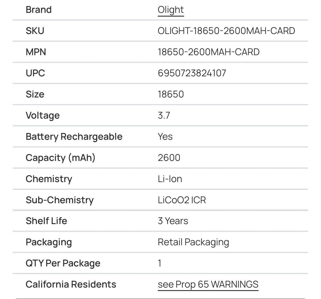 (Lot of 10) Genuine Olight Rechargeable Li-ion Battery 18650 3.7v Sealed New