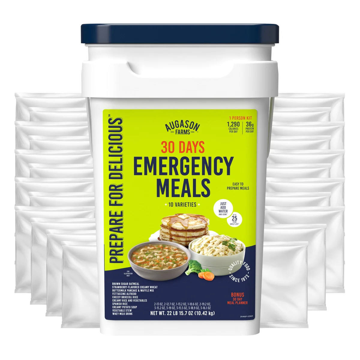 Augason Farms Deluxe 30-Day Emergency Food Supply 5-Gallon & 72-Hour Kit, NEW