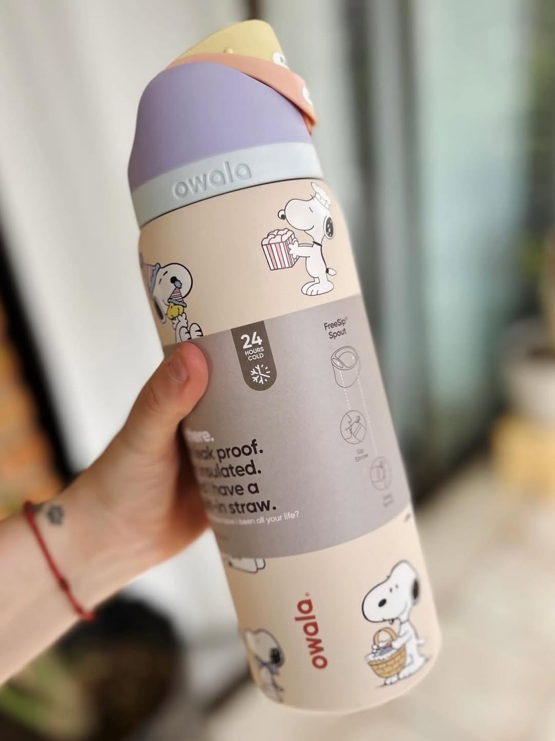 Owala 32oz Snoopy Peanuts Limited Edition Pastel Pink Water Bottle NWT