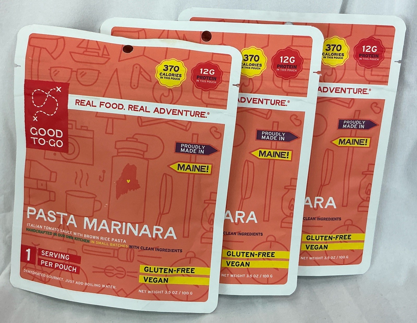 3 Good To-Go Pasta Marinara Dehydrated Meal Gluten Free, Vegan Backpacking Food