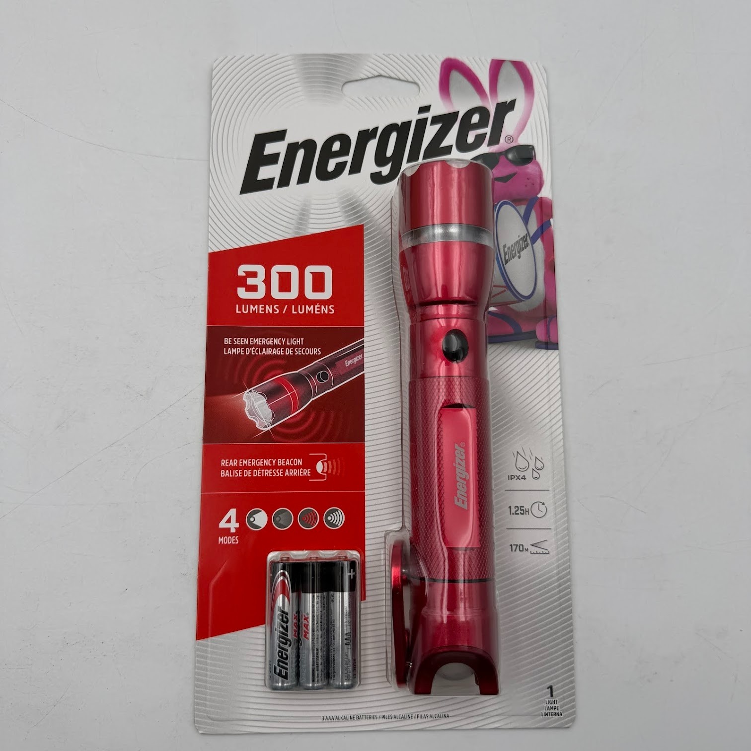Energizer Safety Flashlight With Emergency Distress RED Beacon & Whistle 4 Modes