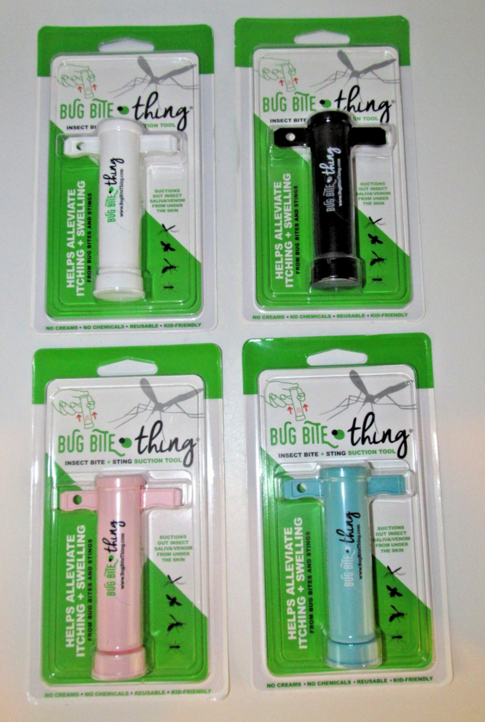 Bug Bite Thing Chemical Free Sting Suction Tool Lot of 4 Black White Pink & Blue