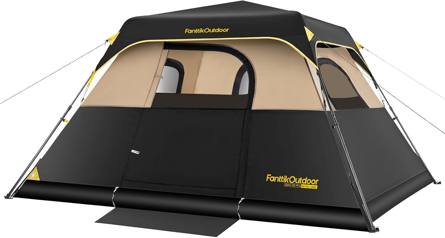 FanttikOutdoor Camping Tent 6 Person Instant Cabin Tent Setup in 60 Seconds