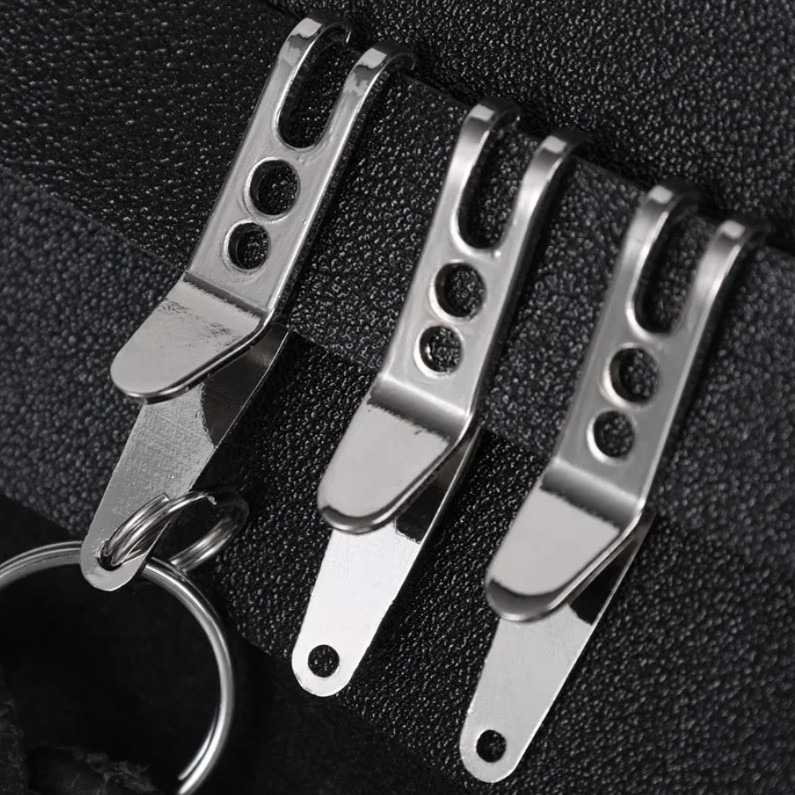 1pc Silver EDC Pocket Suspension Clip Zinc Alloy Keychain Carabiner Tool – NEW