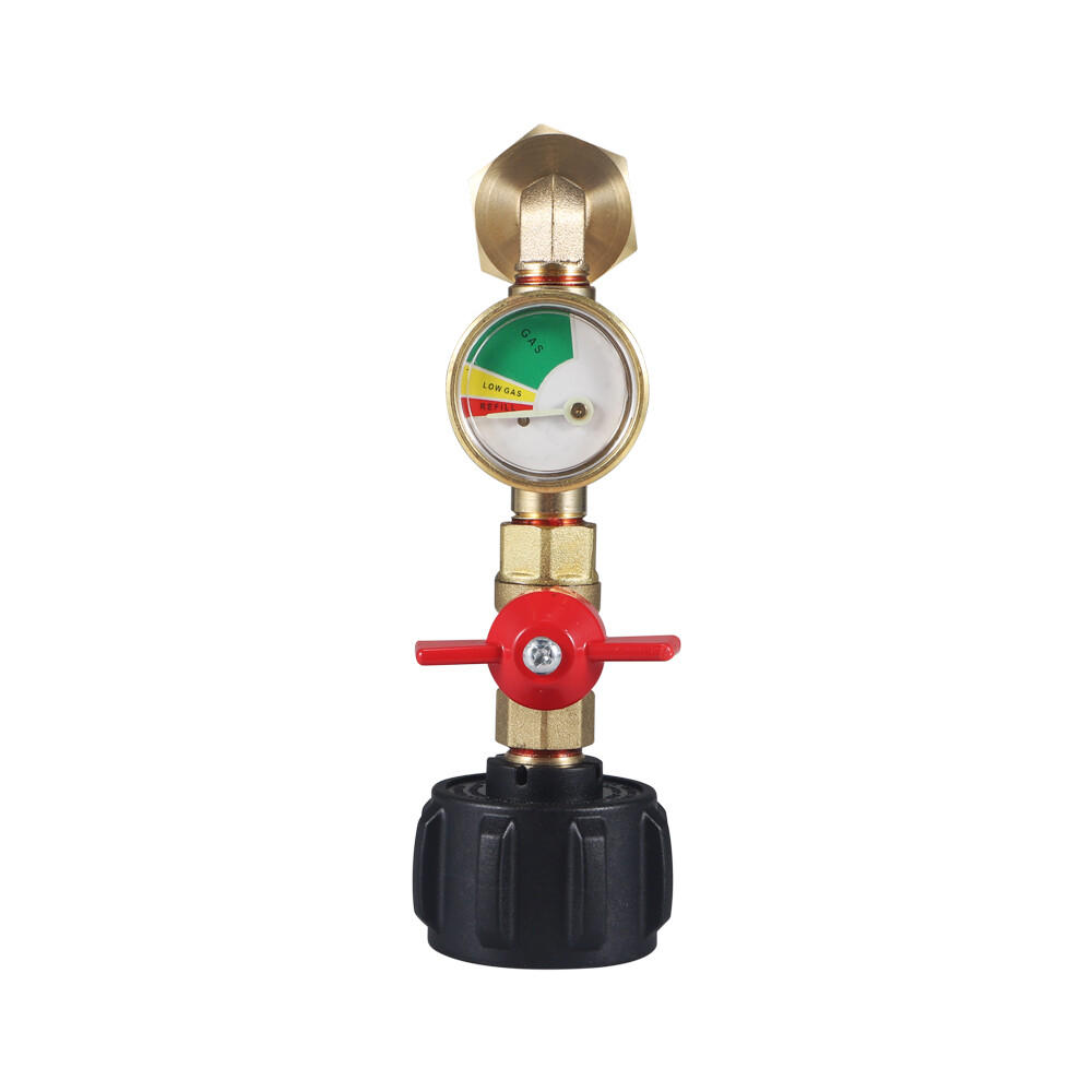 New Propane Refill Adapter 1Lb To 20Lb Tank With Gauge & ON-Off Control Valve