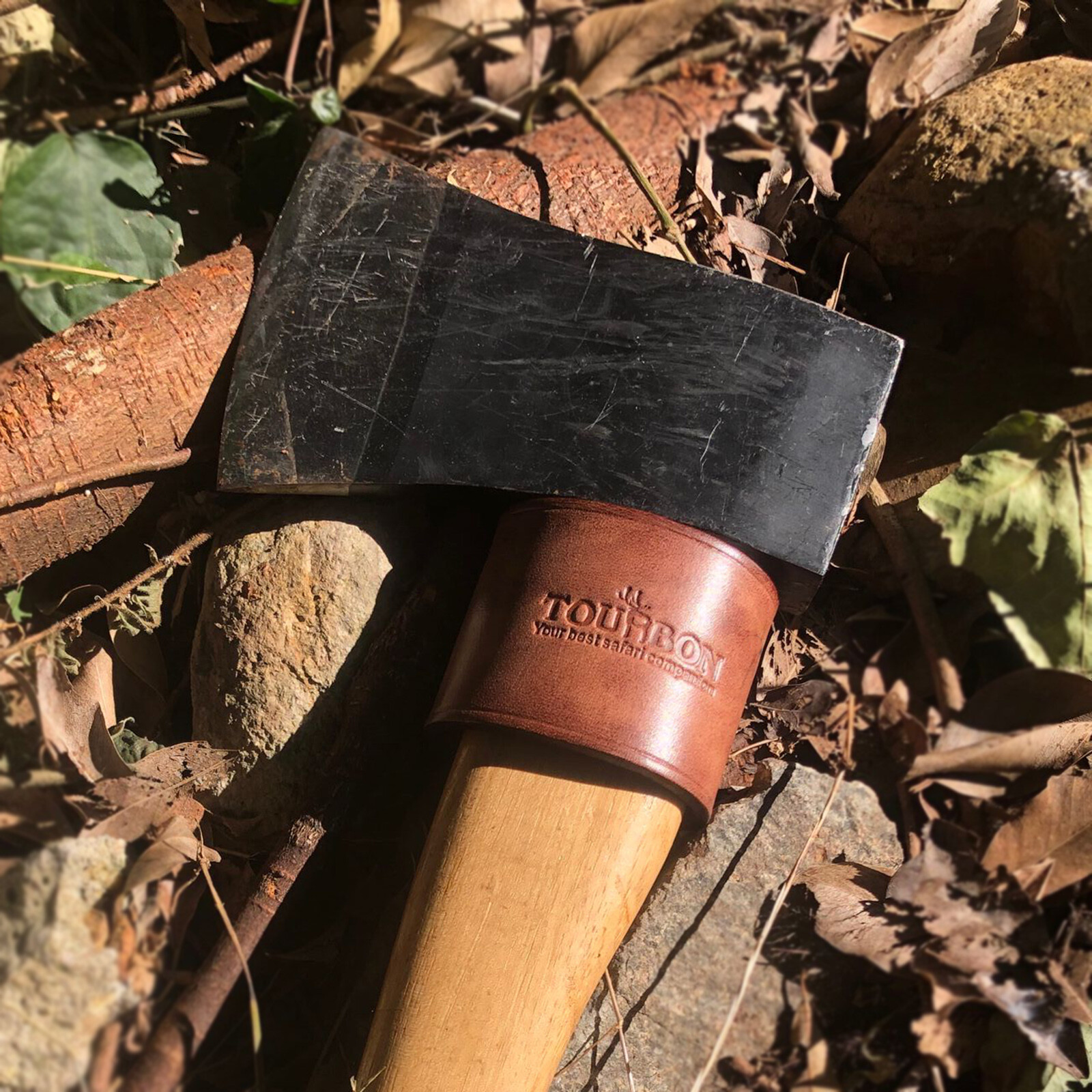 TOURBON Handcrafted Axe Holder Sheath 4mm Leather Belt Loop for Hatchet Camping