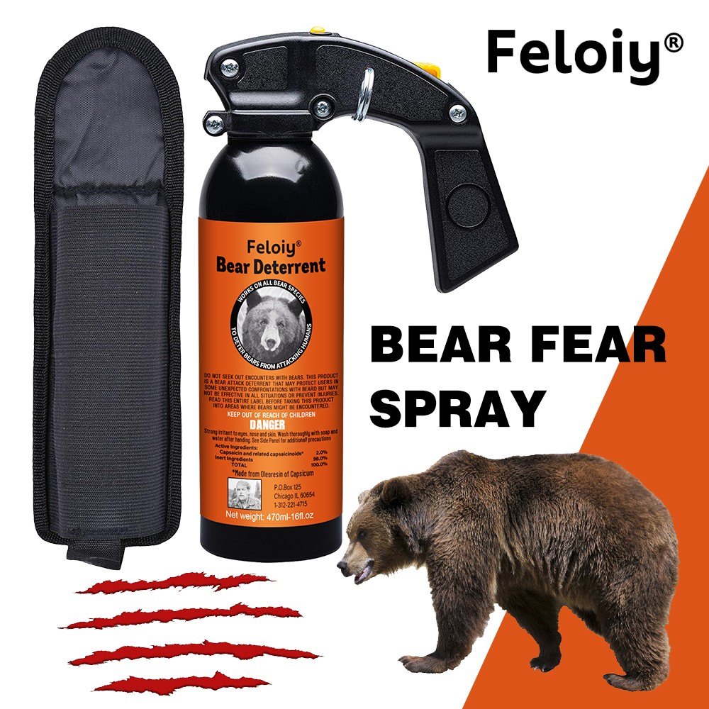 Feloiy Bear Spray Repellent Bear Deterrent 16oz NEW w/ Holster