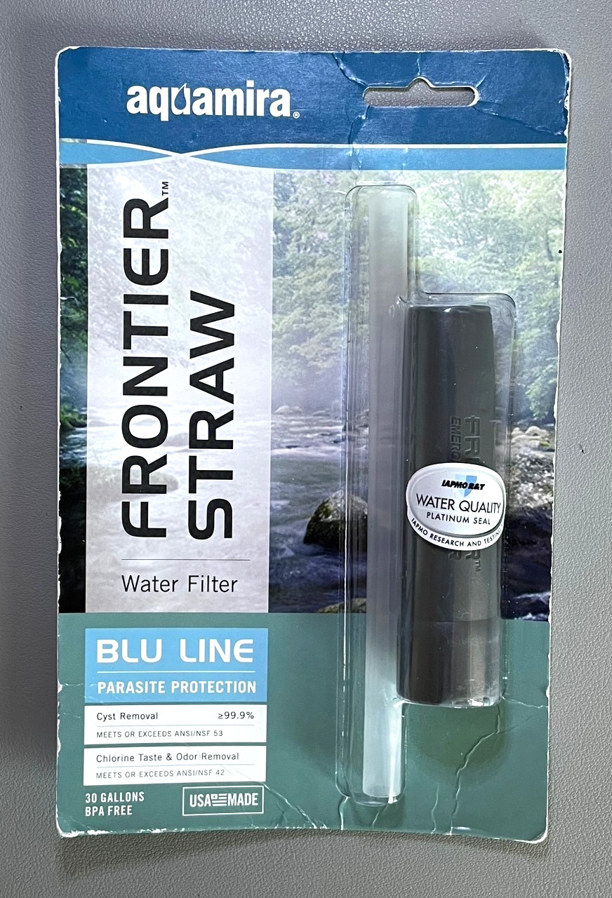 [Set of 3] – Aquamira Frontier Straw Water Filter Blu Line Parasite Protection