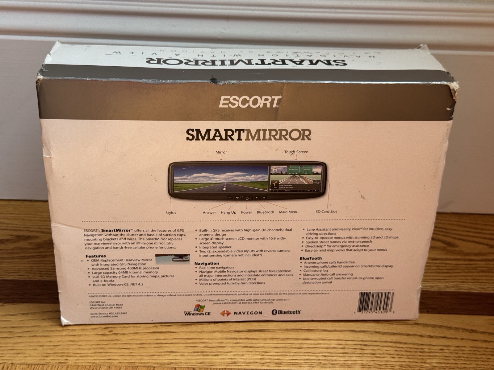 Escort SmartMirror GPS Navigation Rear View Mirror Bluetooth Open Box Never Used