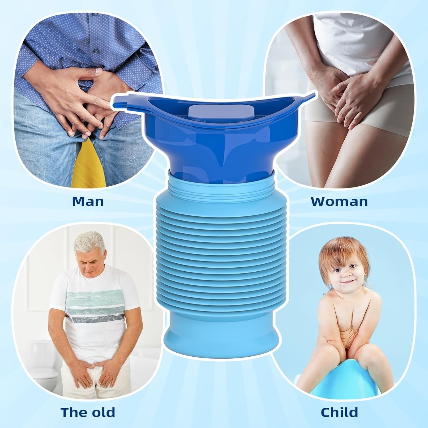 2 Count – Pee Bottles for Men, Collapsible Emergency Urinal with Disposable Repl