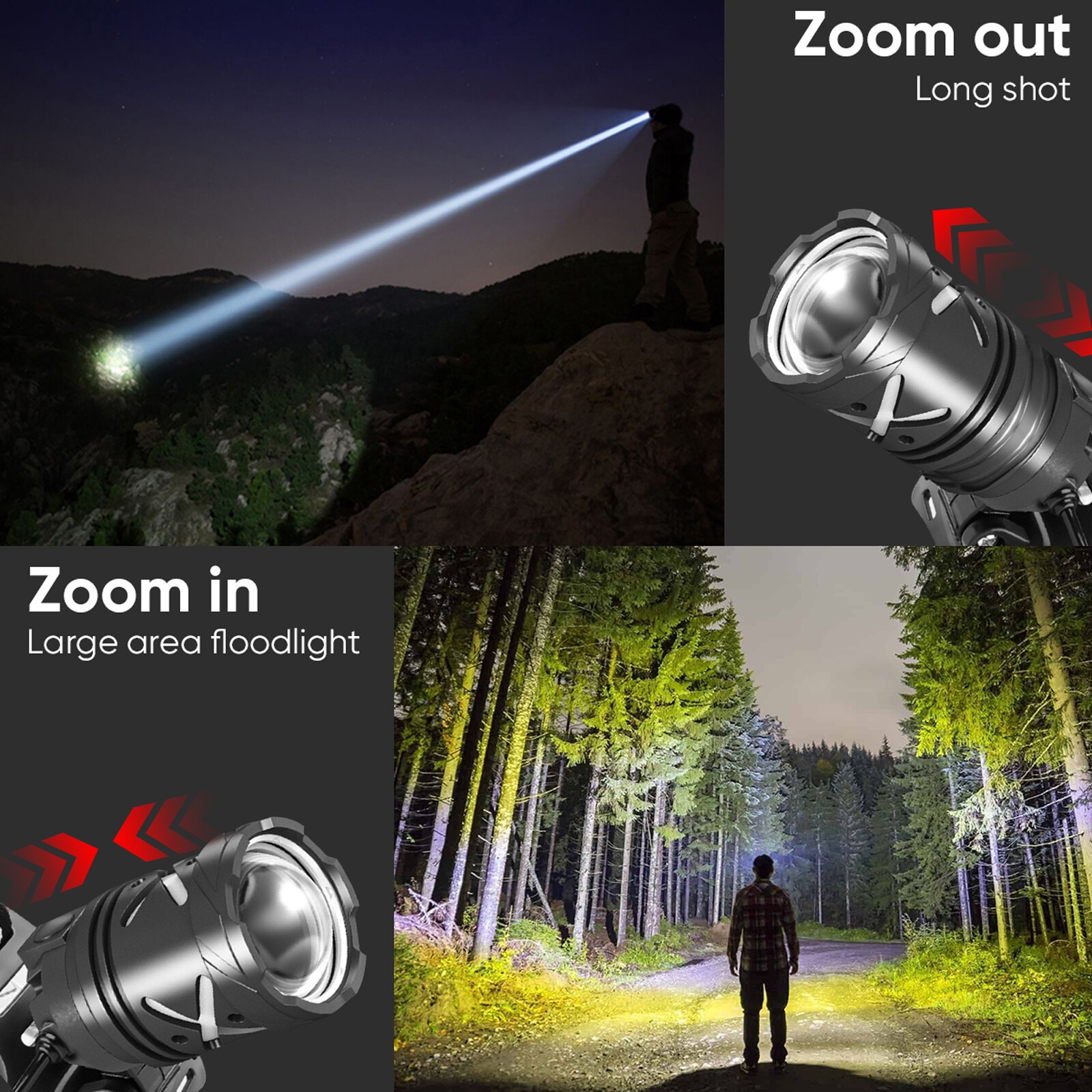 1200000LMS LED Headlamp Rechargeable USB Super Bright Zoom Head Torch Headlight
