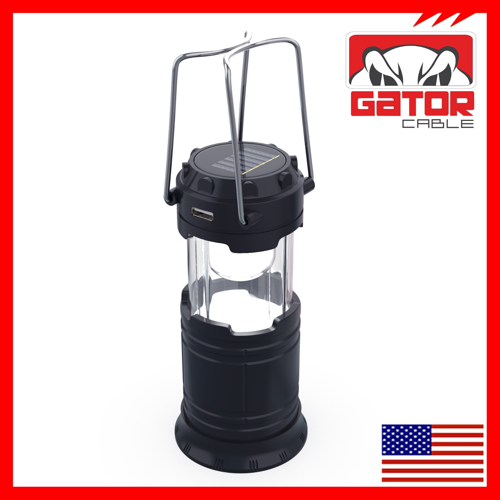 2x Solar Camping Lantern Flashlight Lamp Portable Rechargeable LED USB Power