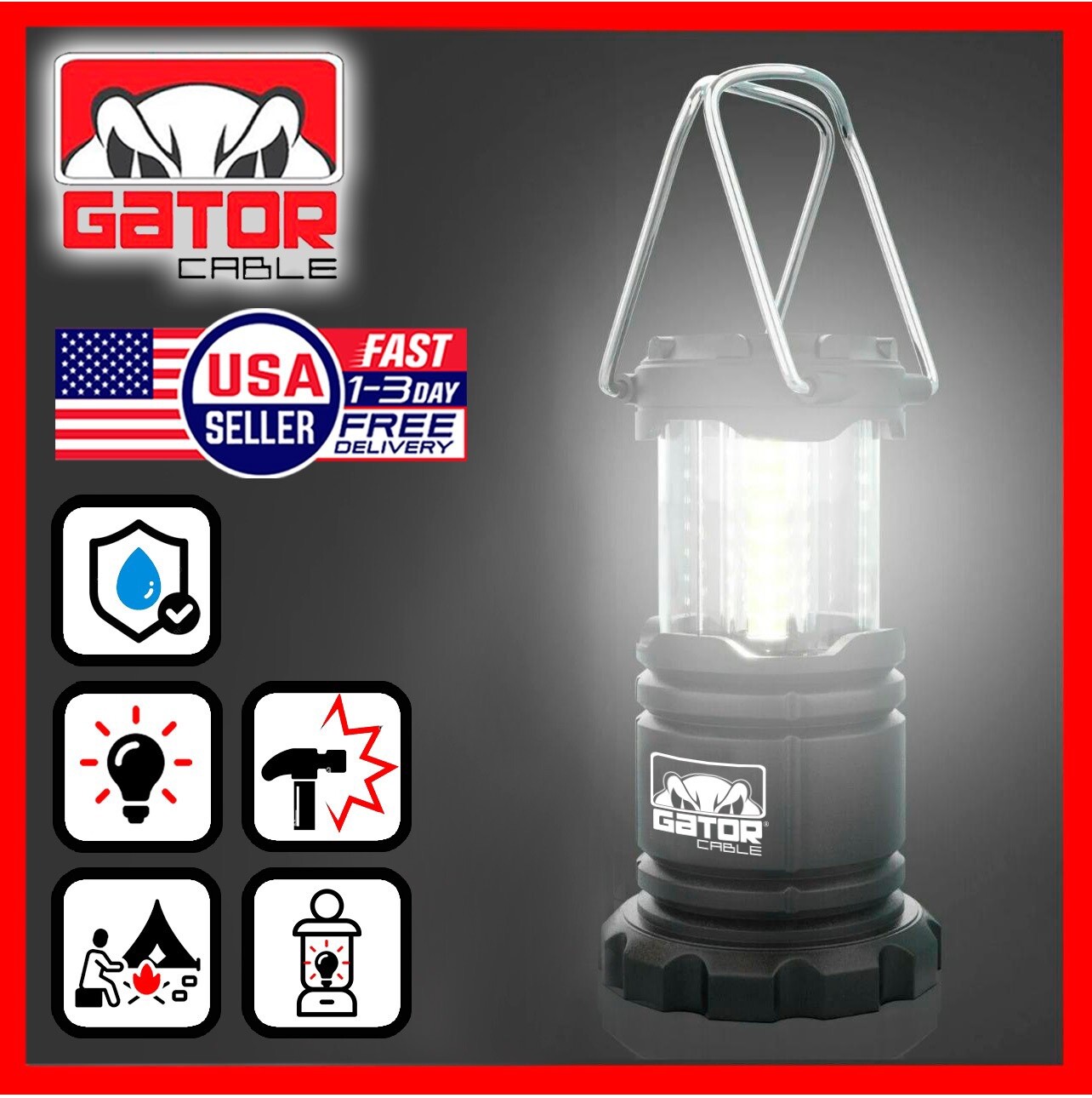 2-Pack Camping LED Bright Emergency Lantern Light Lamp Portable Battery Powered