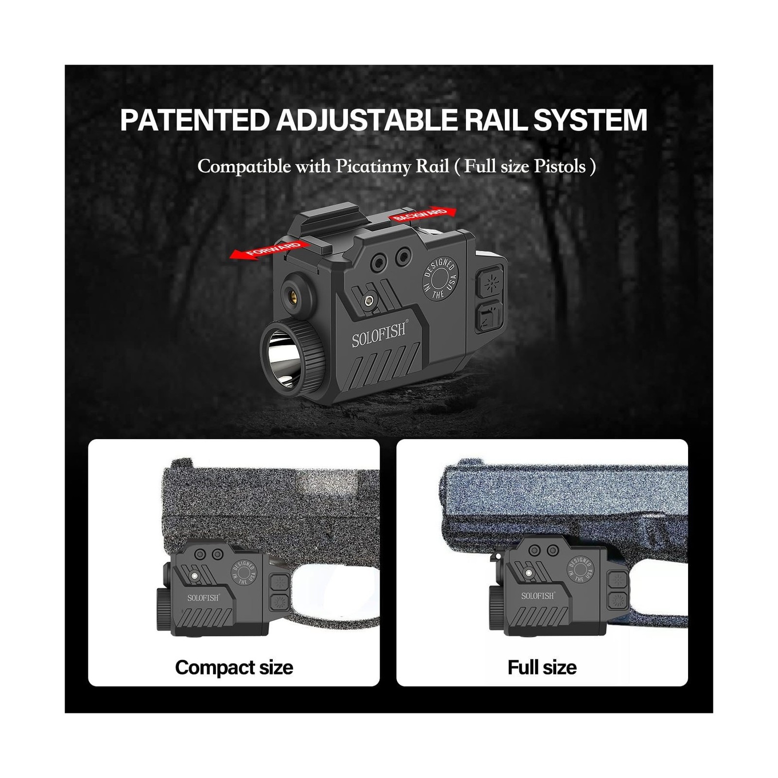 Solofish 800 Lumens Pistol Light Laser Combo, Strobe Function f… FAST USA SHIP