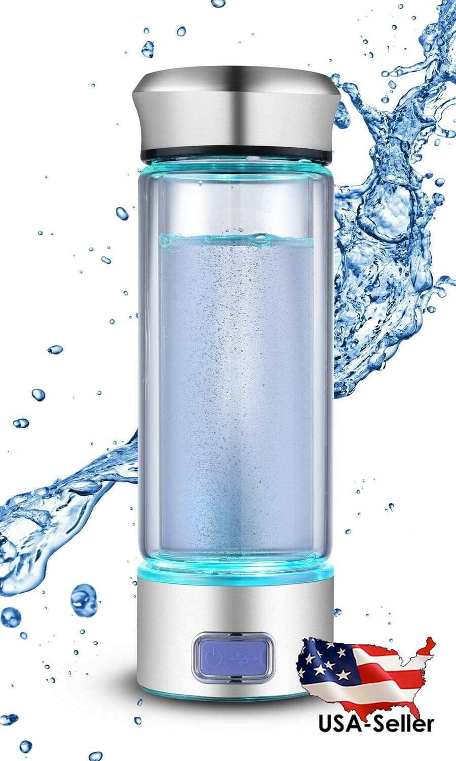 LevelUpWay – New Model – Glass Hydrogen Generator Water Bottle SPE PEM