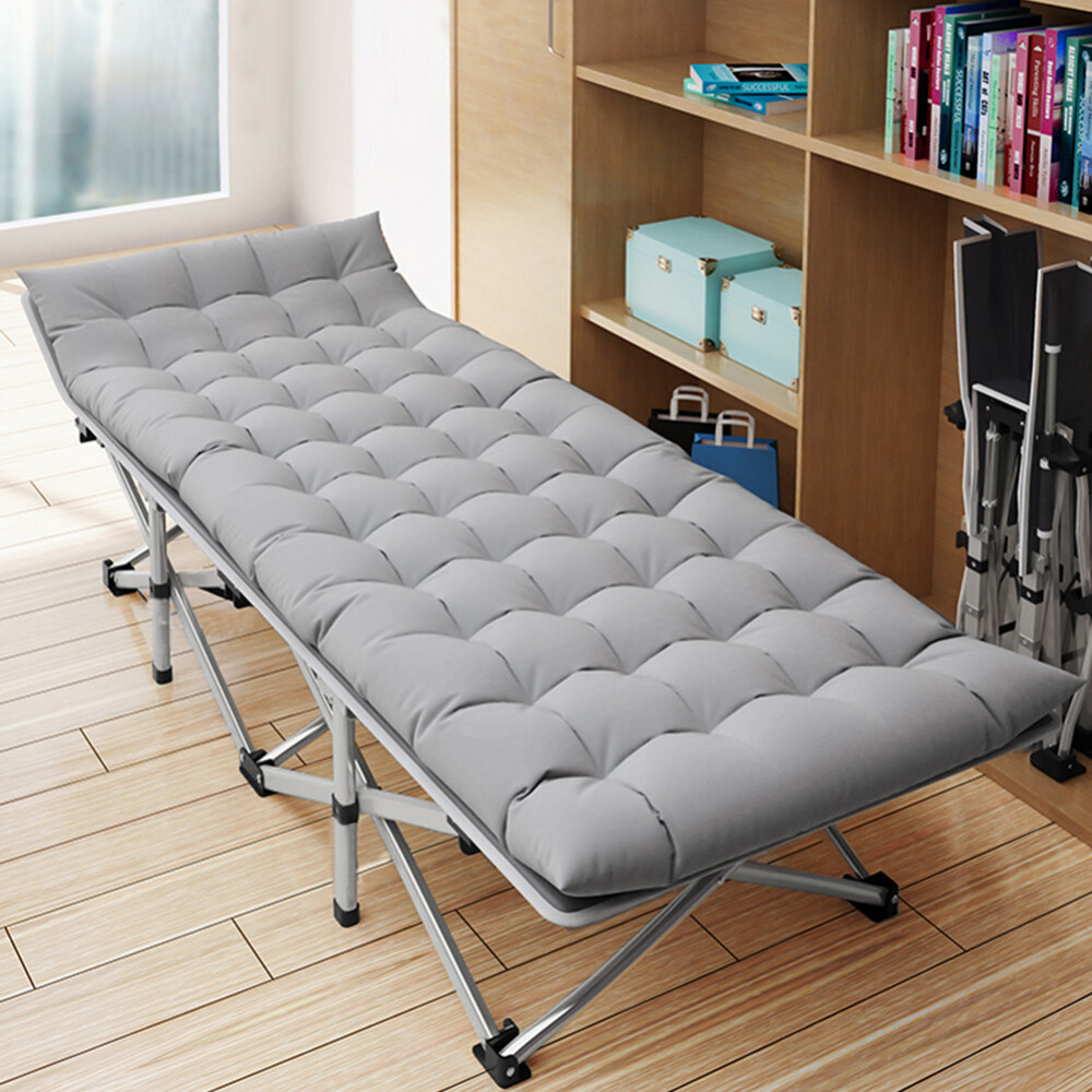 Slsy Folding Camping Cot Reclining Chaise Lounge With Cushion Pillow Side Pocket
