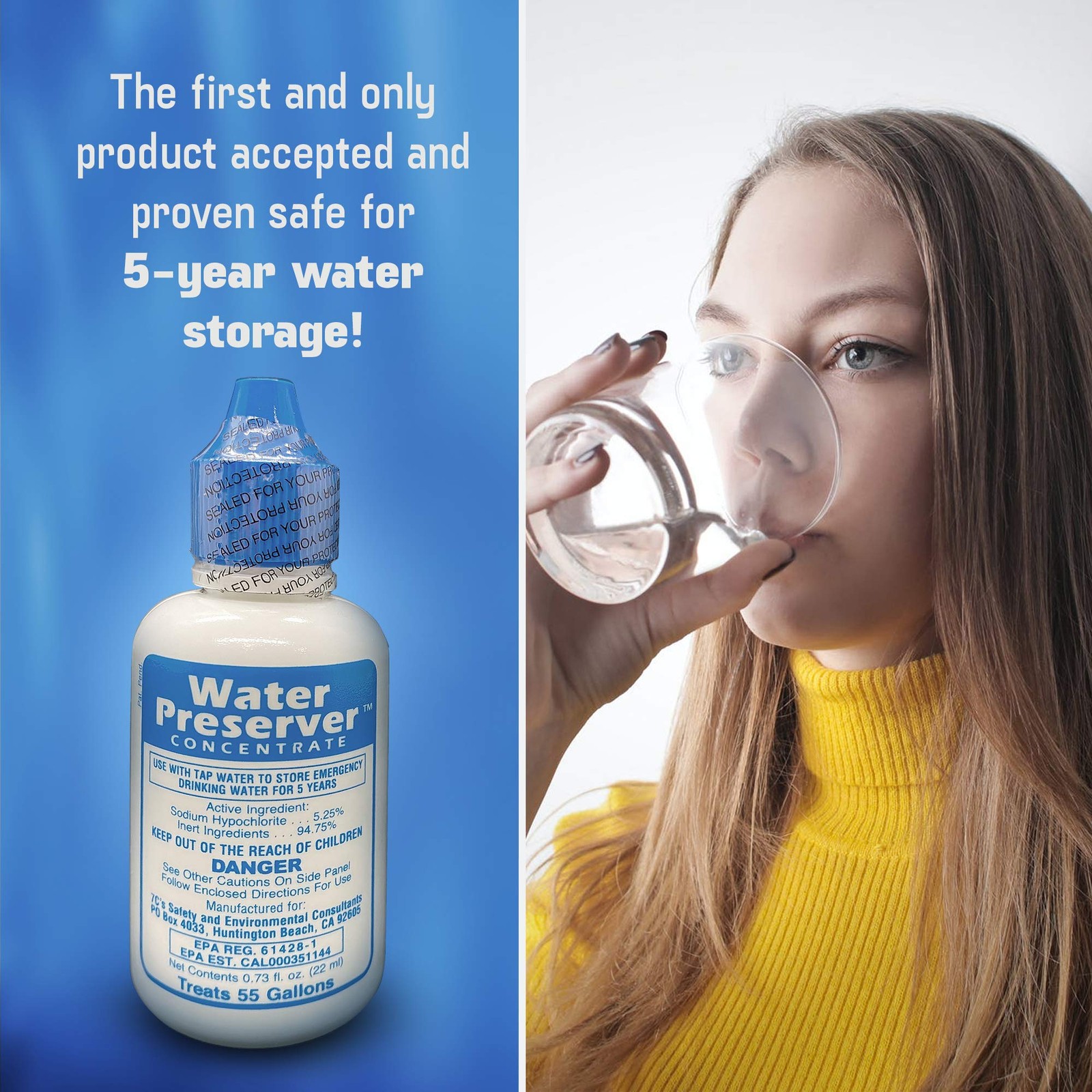 Water Preserver Concentrate for 55 Gallon, 5-Year Emergency Drinking Water Tr…