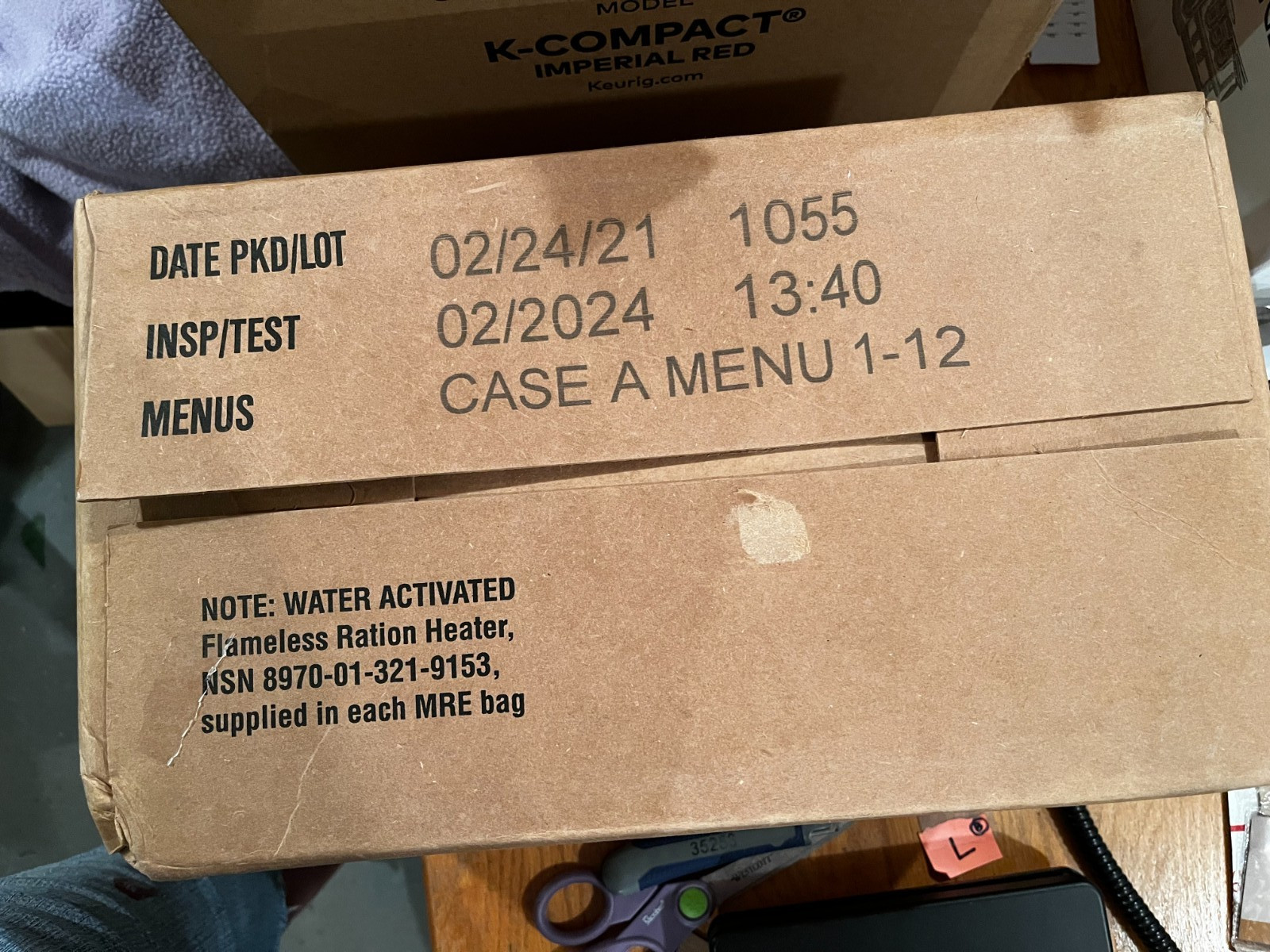 U.S. Original Military Case Menu “A” MRE with Menus 1-12 NIB Unopened