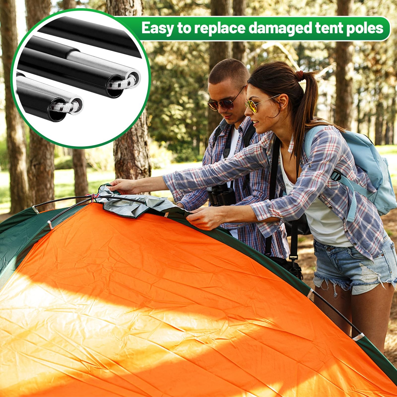 Aluminum Tent Poles Replacement – Pre-Assembled Tent Poles, Fits Both 20FT