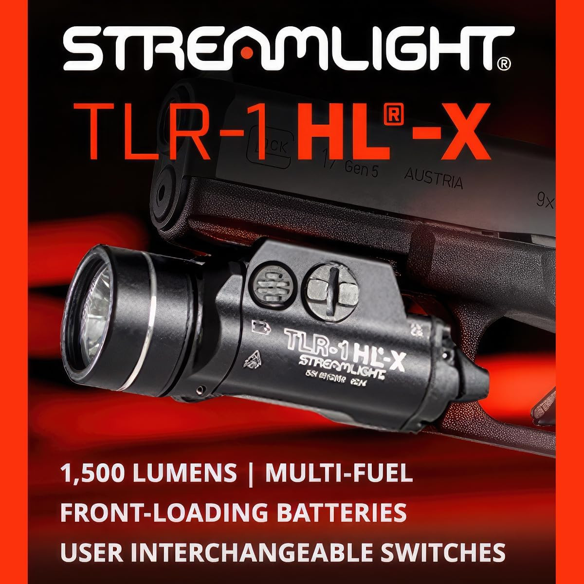 Streamlight 69501 TLR-1 HL-X USB 1500-Lumen 15000-Candela Rechargeable Rail-Moun