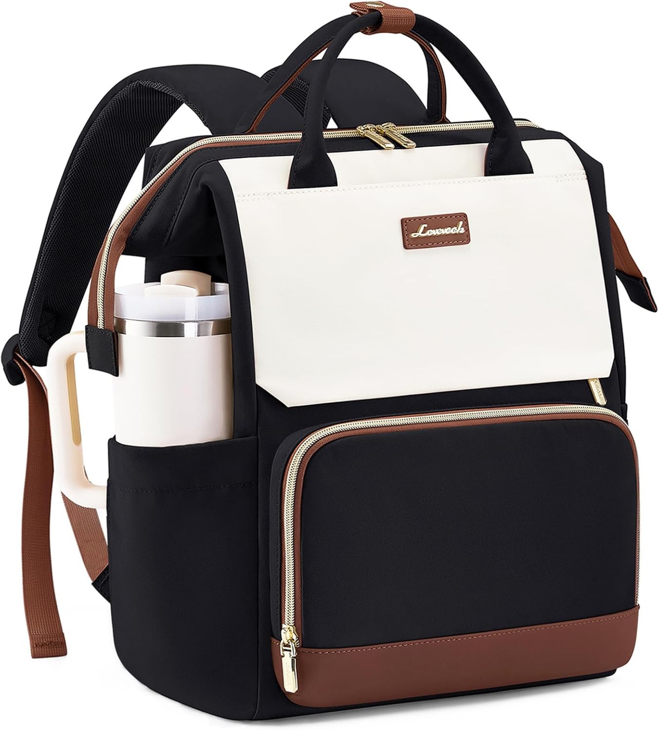 Women’s 15.6″ Laptop Backpack, Giant Tumbler Pocket, Travel Work
