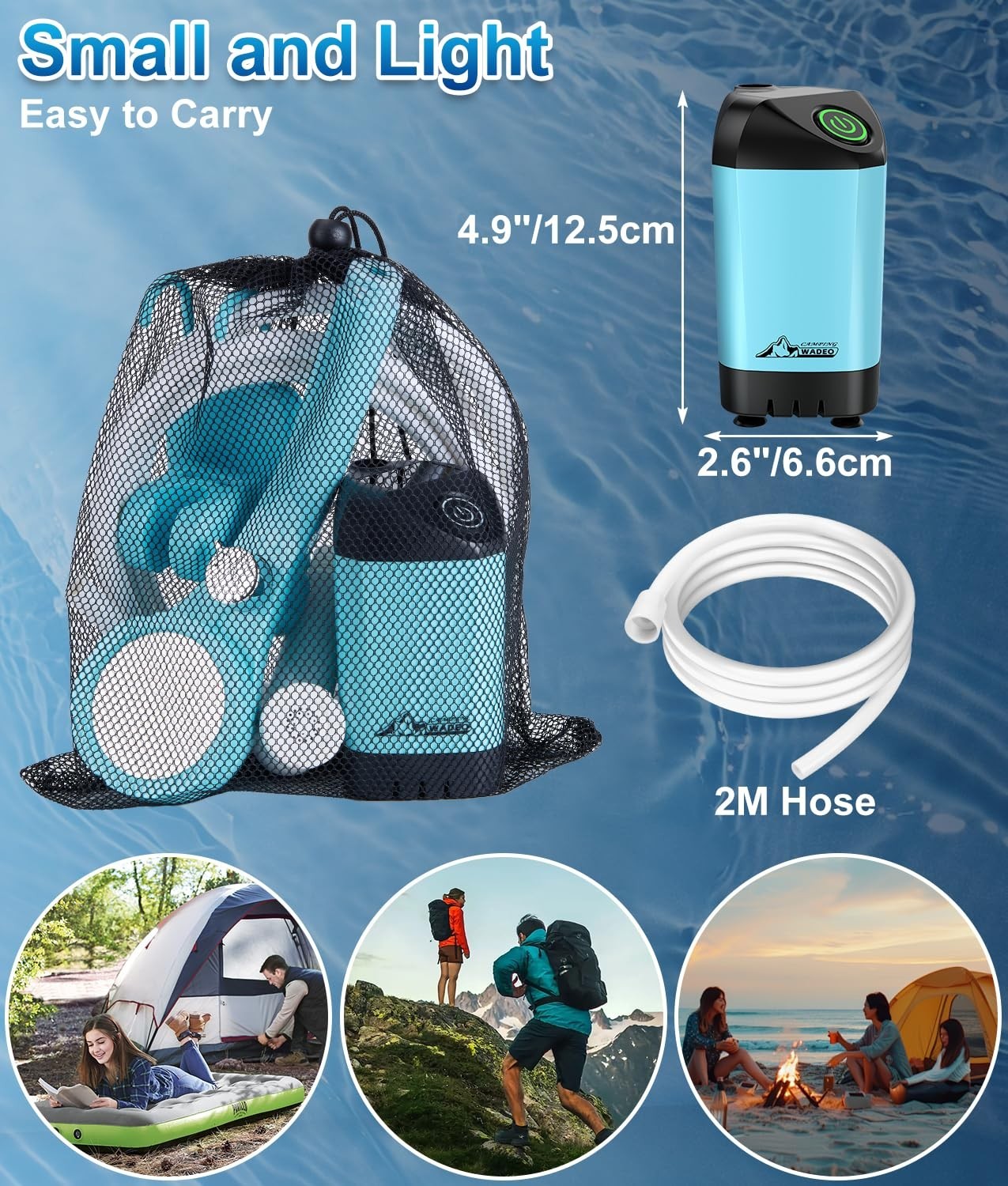 Portable Electric Shower Rechargeable Pump with 20L Collapsible Bucket