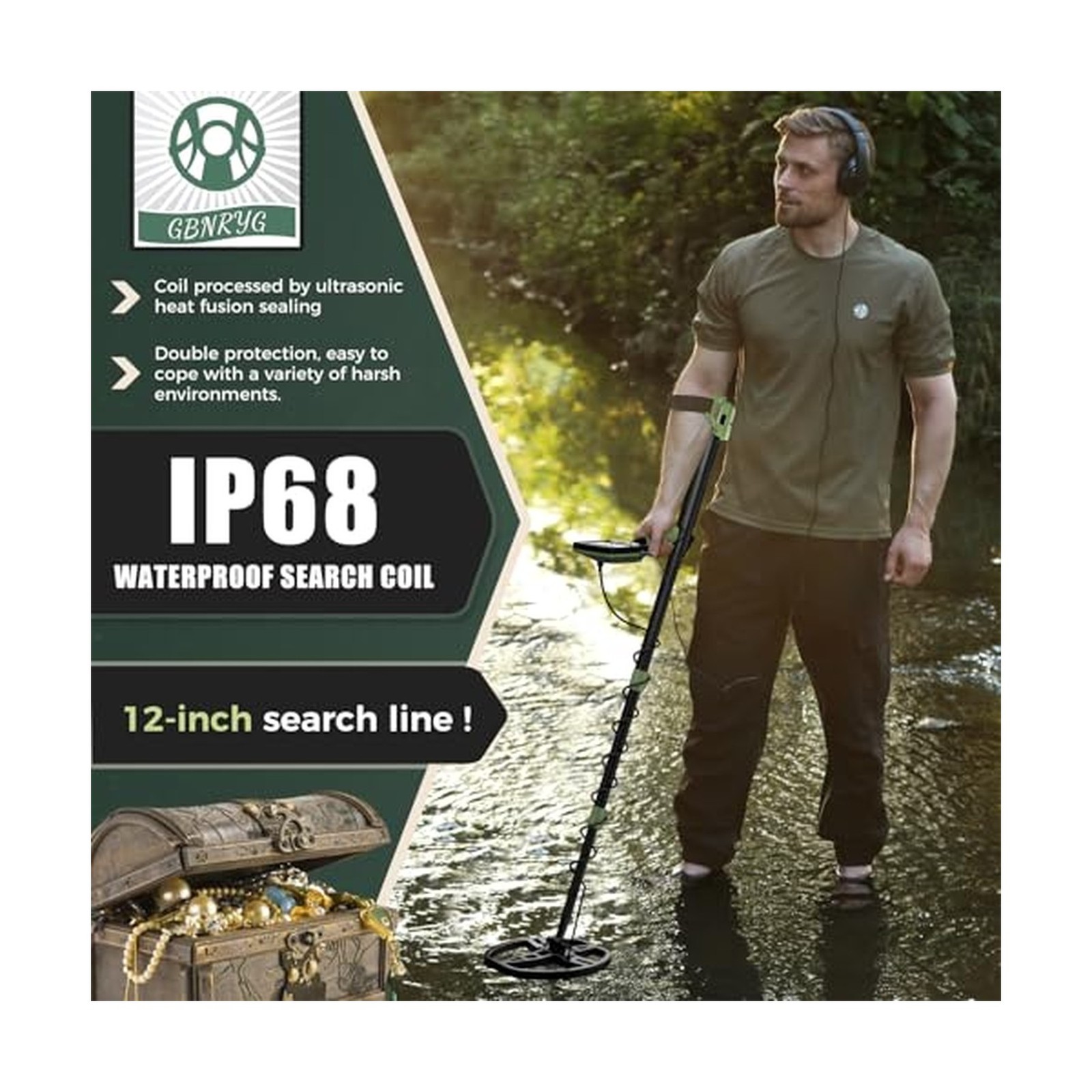 Professional Metal Detector for Adults,12″ IP68 Waterproof Search Coil with L…