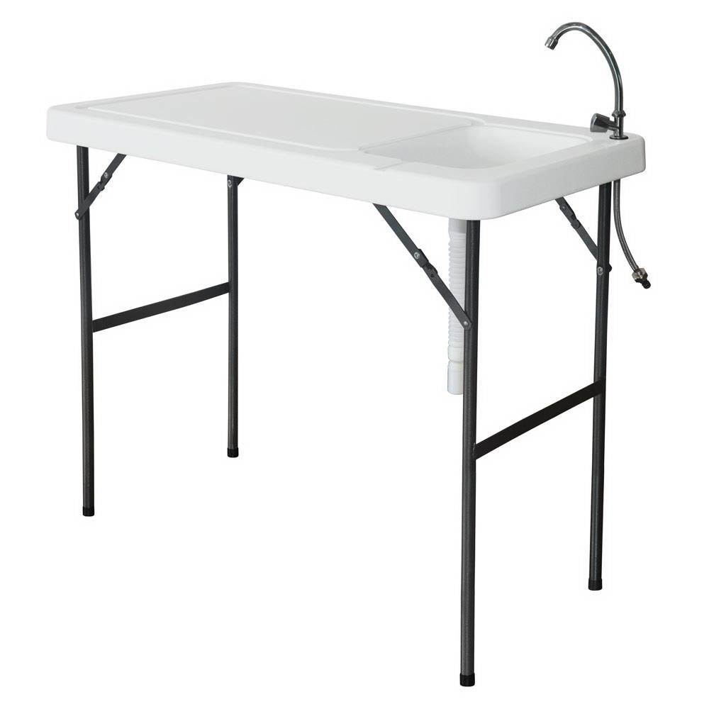 New Folding Camping Furniture Garden BBQ Dinner Fish Cleaning Cutting Table Sink