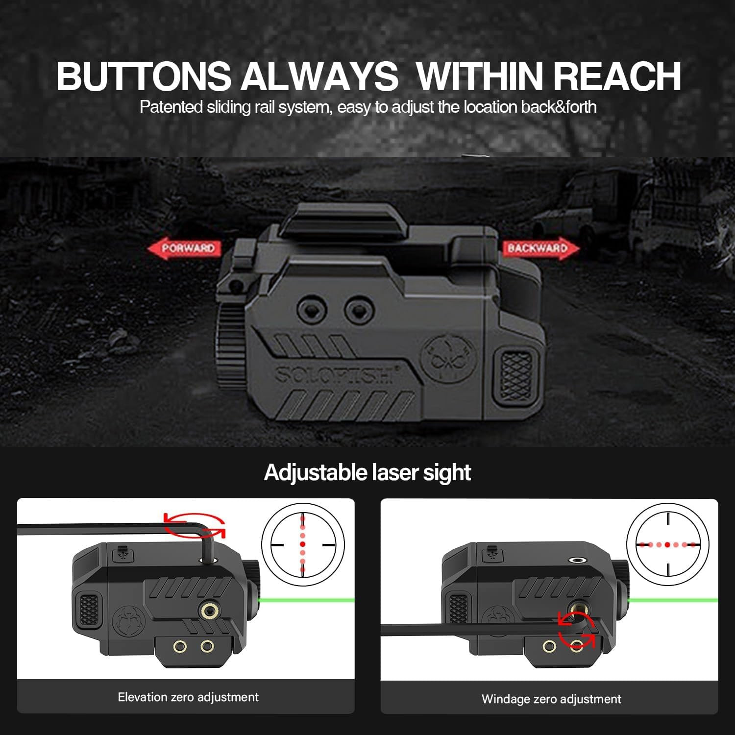 Tactical Flashlight Compatible for Compact with Rail