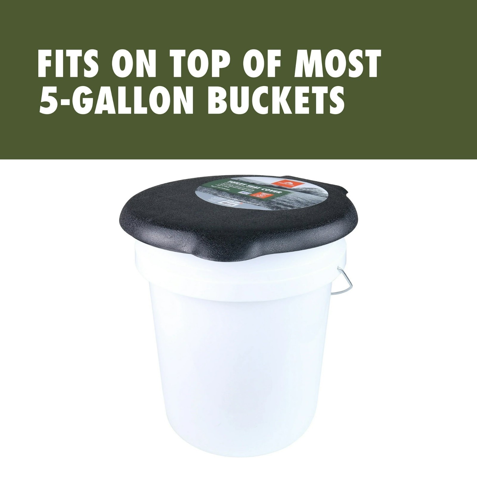 5 Gallon Bucket Toilet Seat w/ Lid Travel Outdoor Camping Hiking Snap On Black