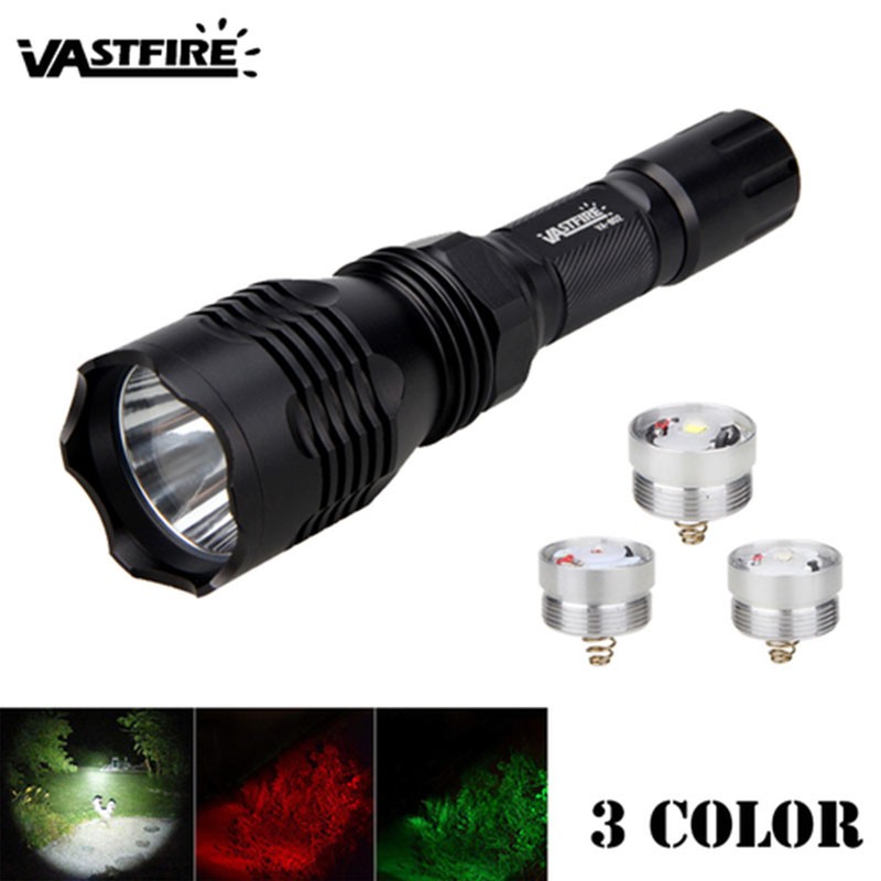 800Yard Red/Green LED Hunting Flashlight w/ Scope Mount for Coyote Hog Varmint