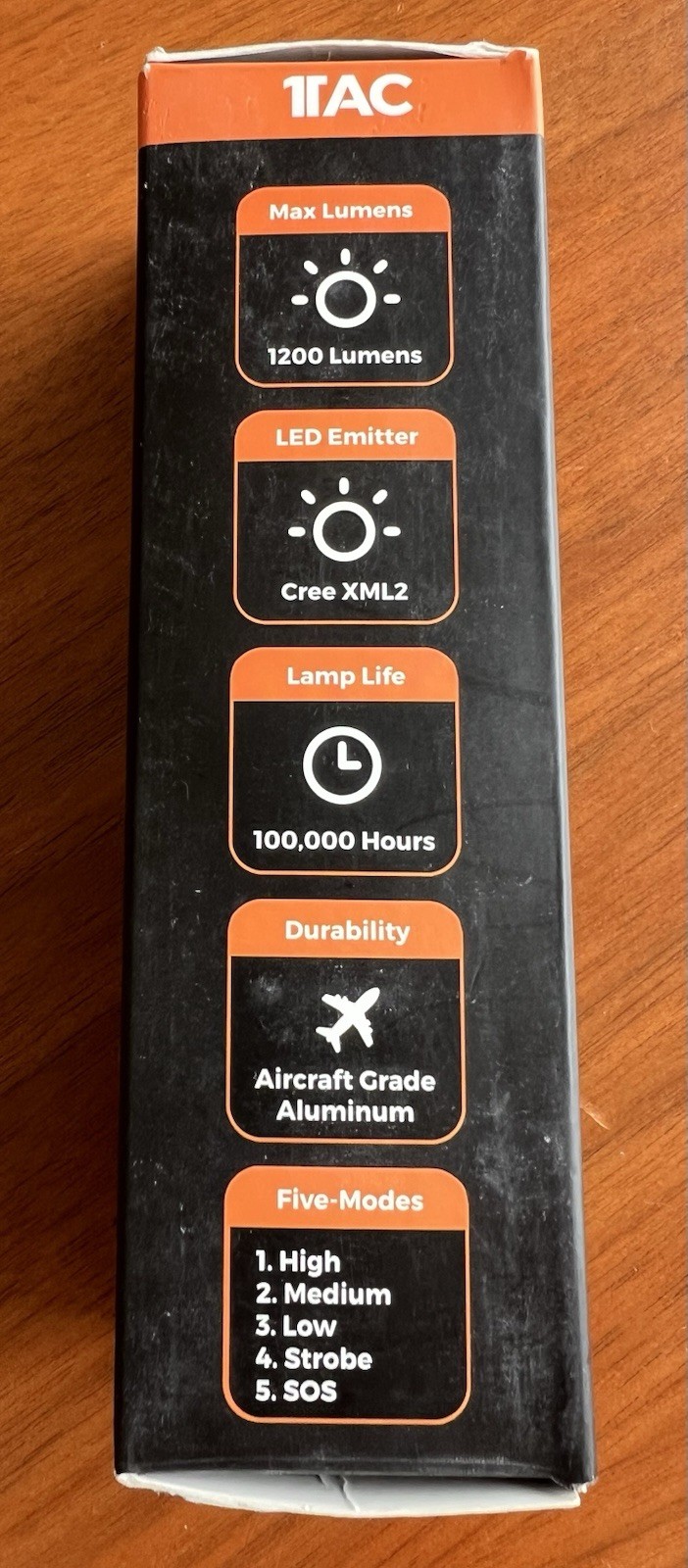 1TAC TC1200 Military Grade Tactical Flashlight – Very Good Condition
